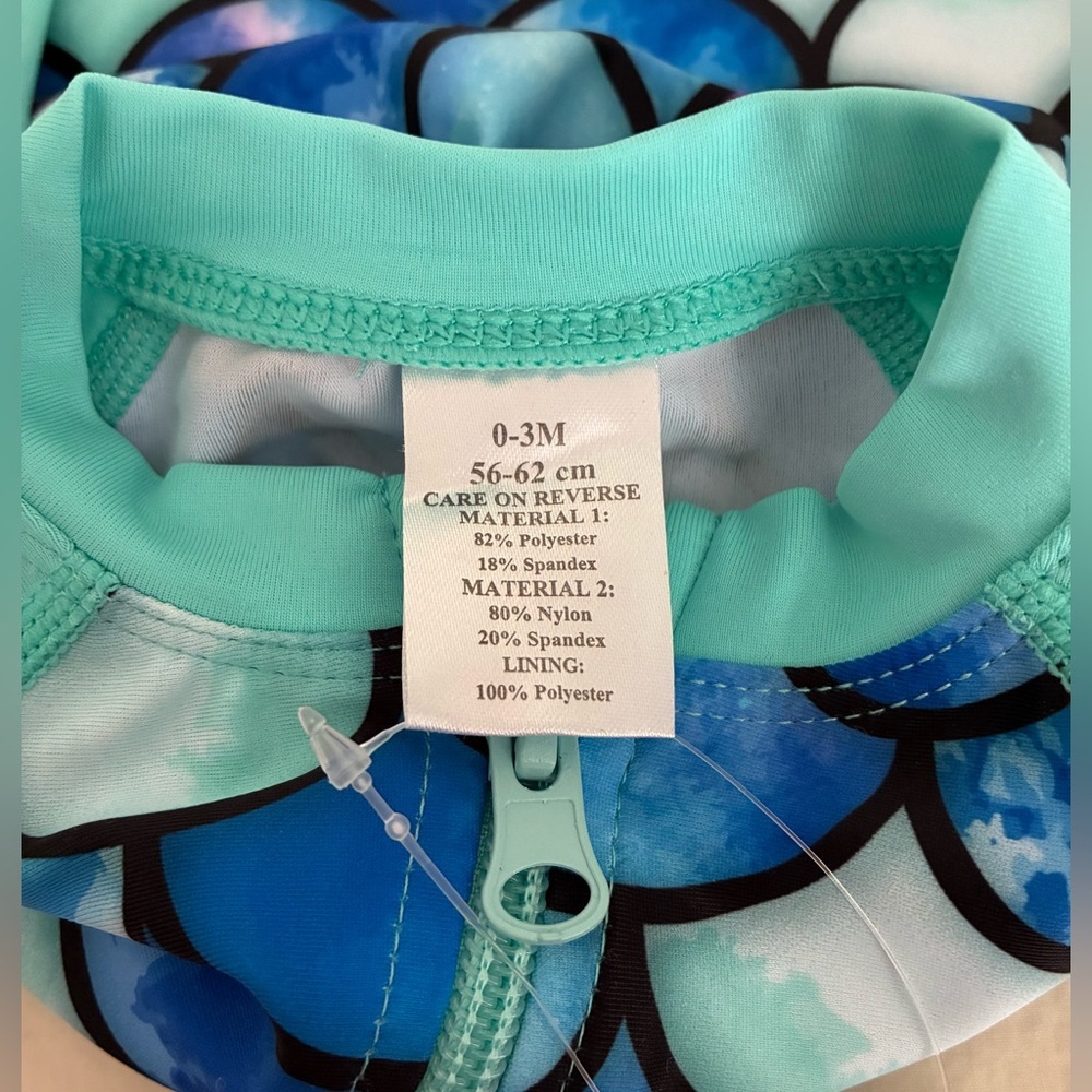 NWT Umelok Kid’s Mermaid Scale Pattern Full-Zip Swim Wear UPF 50+; Size 0-3 mo - Picture 4 of 9
